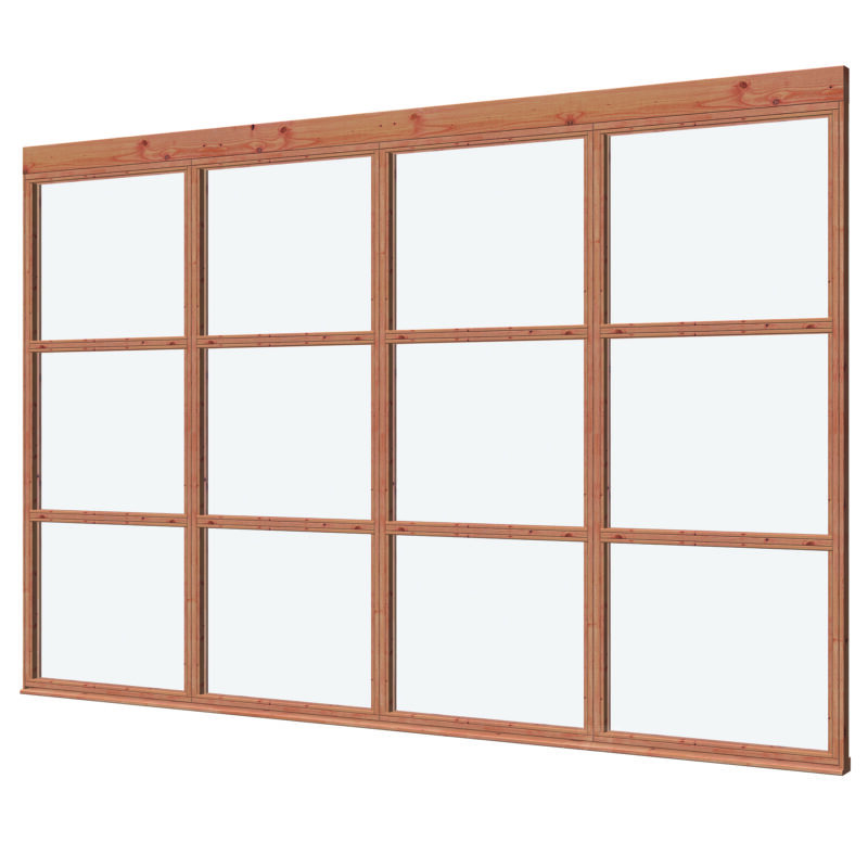 Glaswand De Luxe type T Douglas Gedroogd Onbehandeld 348 x 230 cm
