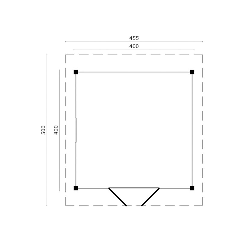 DHZ Zadeldak Tubbergen geschaafd douglas 400 x 400 cm zwart gespoten
