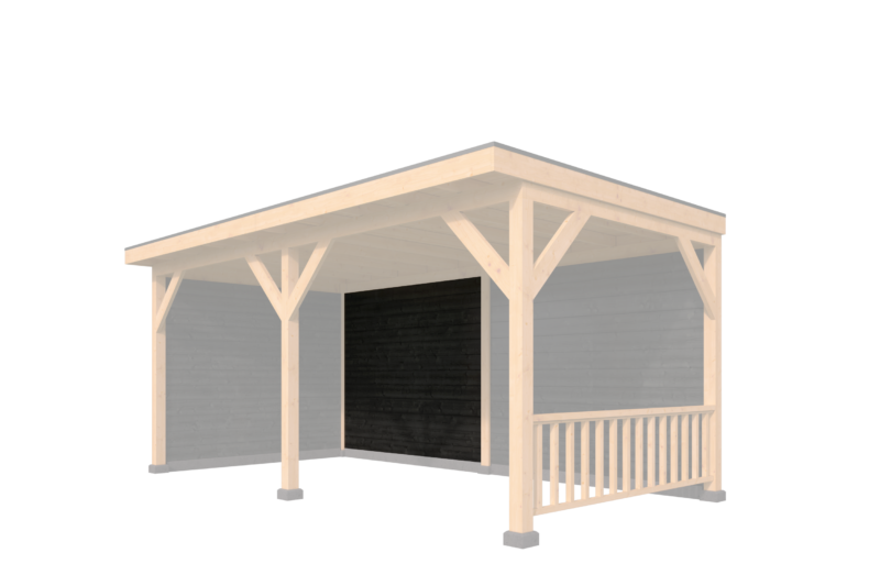 Wandmodule Type B Zweeds rabat zwart gespoten vuren 250 x 224 cm