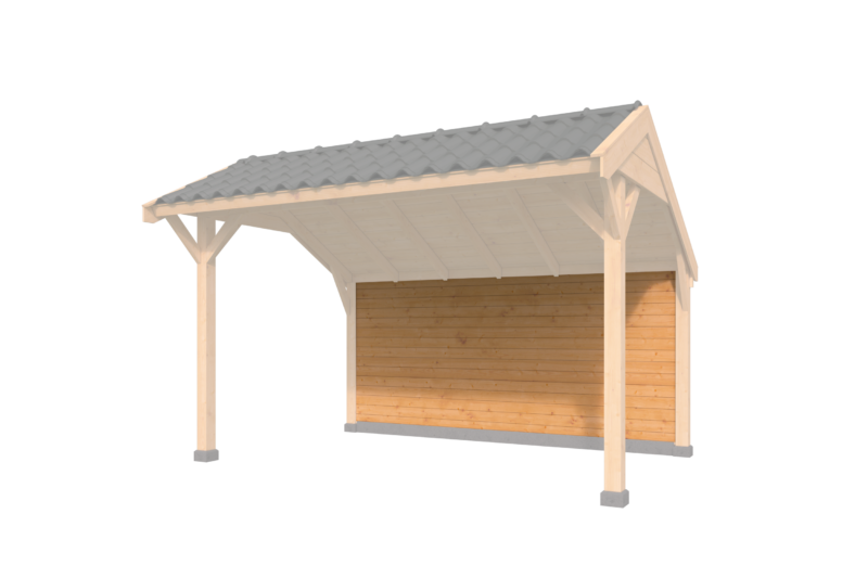 Wandmodule Type H, achterwand kapschuur Economy zweeds rabat Red Class Wood 400 x 120 cm