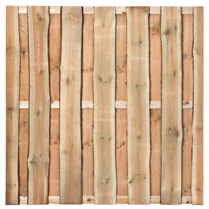 Tuinscherm Rustiek, groen geïmpregneerd grenen, RVS-geschroefd, 15-planks (12+3) 180 x 180 cm