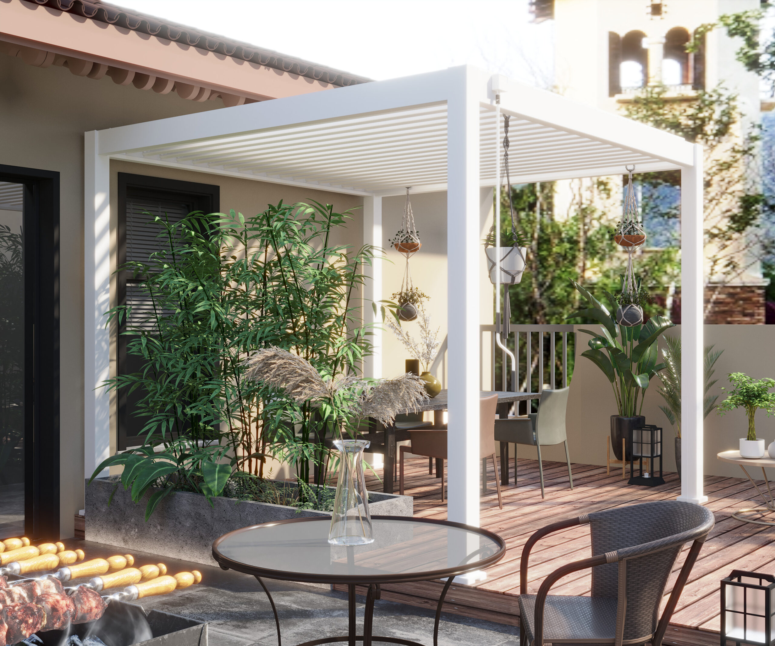 Aluminium overkapping Toronto vrijstaand 300 x 400 x 255 cm wit