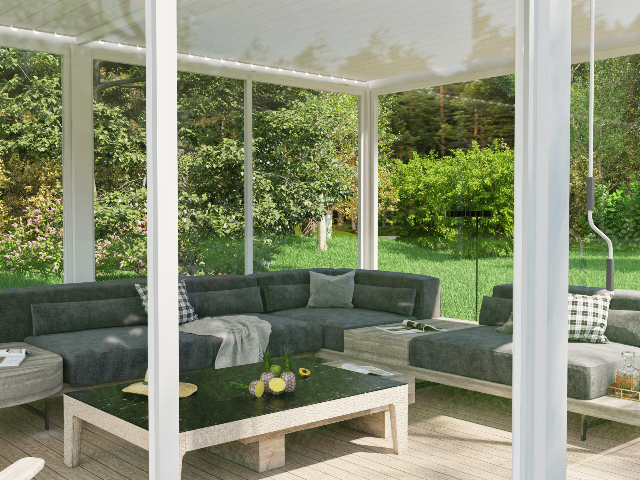 Aluminium overkapping Toronto vrijstaand 300 x 300 x 255 cm wit