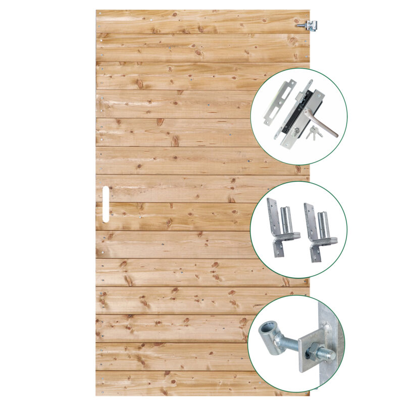 Tuindeur Petten vuren groen geïmpregneerd met rvs inbouwslotset rechtsdraaiend 200 x 100 cm