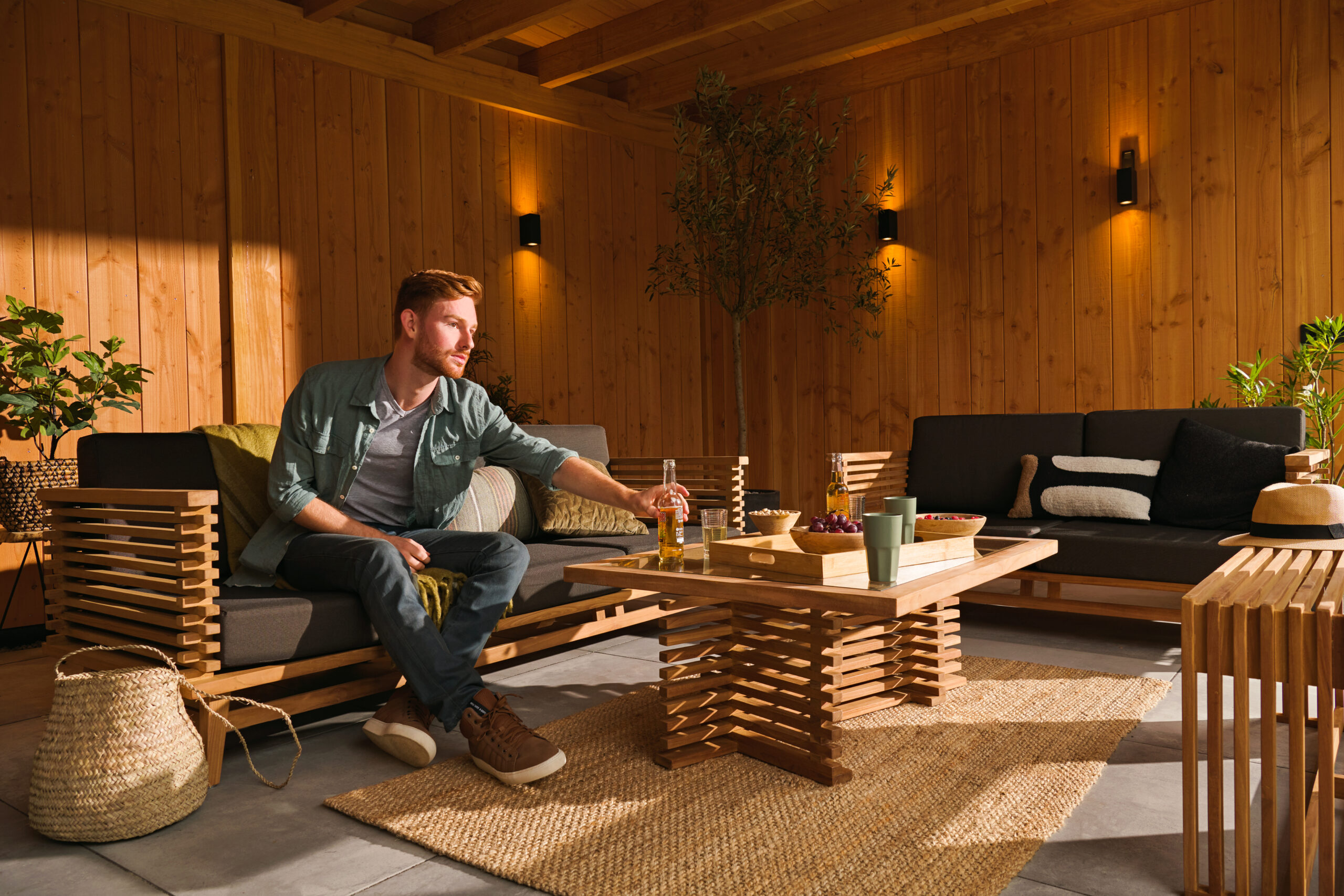 Teak loungeset Riverside 3-zits bank incl. kussens