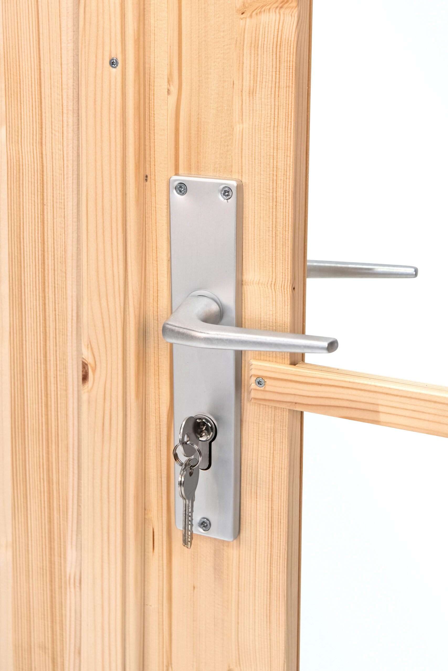 Dubbele deur+kozijn, vuren, enkel glas D2