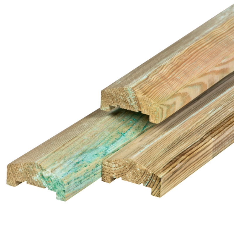 Midden-Europees grenen afdeklat piramide groen geïmpregneerd (3-planks tussenruimte) 4,5 x 8,8 x 240 cm