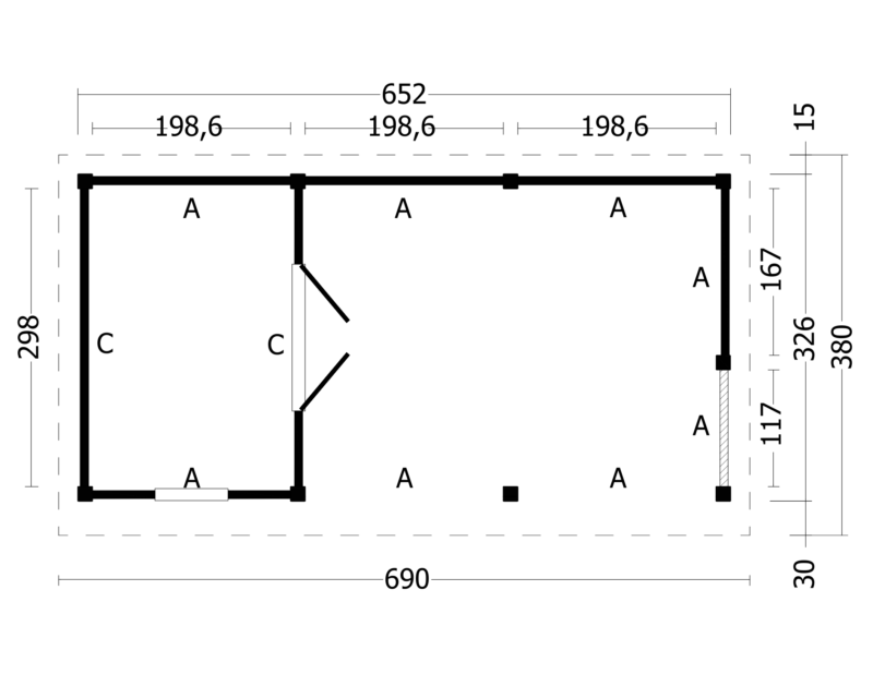 Oslo L type 8 douglas gedroogd potdekselplank zwart