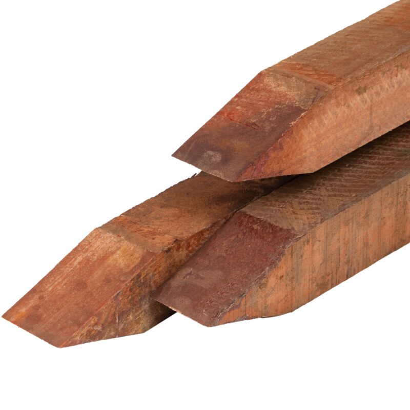 Angelim vermelho hardhout paal 6,0 x 6,0 x 275 cm fijn bezaagd, gepunt