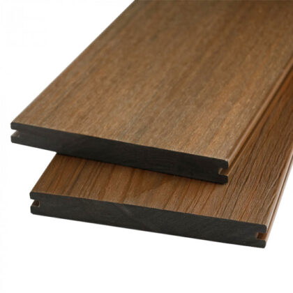 Vlonderplank composiet massief 2,3 x 19 cm Forrest Brown vlak/houtnerf