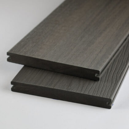Vlonderplank composiet massief 2,3 x 19 cm Slate Grey vlak/houtnerf