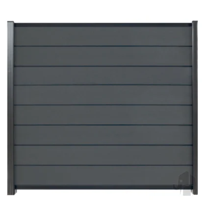 Modular schutting Houtcomposiet Rock Grey met gepoedercoate veren, verkrijgbaar in 3 afmetingen!