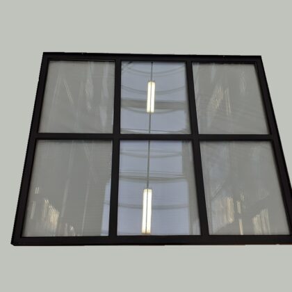 Stalen raam Zwarte structuurcoating 980x820mm (vast)