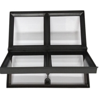 Stalen raam Zwarte structuurcoating 40x40cm (open) [enkel glas]