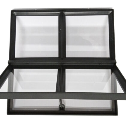 Stalen raam Zwarte structuurcoating 50x50cm (open) [enkel glas]