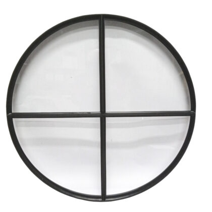 Rond stalen raam Zwarte structuurcoating Ø80cm (vast) [enkel glas]