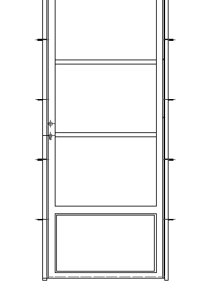 Stalen draaideur Zwart gepoedercoat 875x2110mm (3-vaks met onderpaneel) [Rechts]