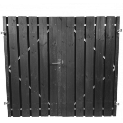 Dubbele Tuindeur zwart vuren 200 t/m 400cm, hoogte 155>200cm
