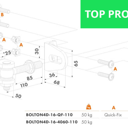 Opschroefbaar 4D-regelbaar scharnier Groen Aluminium Quick-Fix
