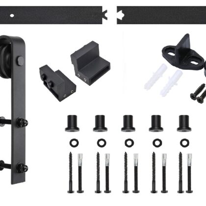Schuifdeurbeslag Zwart gepoedercoat Recht model