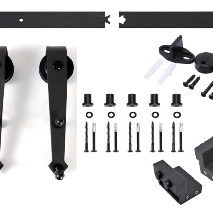 Schuifdeurbeslag Zwart gepoedercoat Puntig model