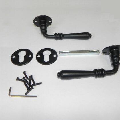 Deurkruk met rozetten Zwart gepoedercoat Rustiek 2