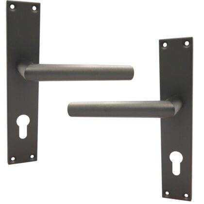 Deurschild en deurkruk Zwarte structuurcoating 72mm