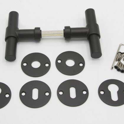 Deurkruk met rozetten Zwarte structuurcoating T-model