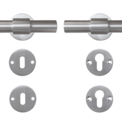 Deurkruk met rozetten RVS T-model