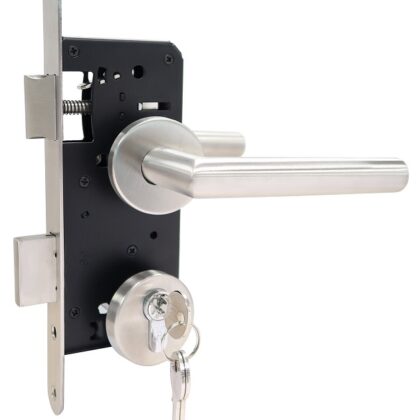 Set voor tuindeuren RVS 72x165mm (rozet + rechte kruk)