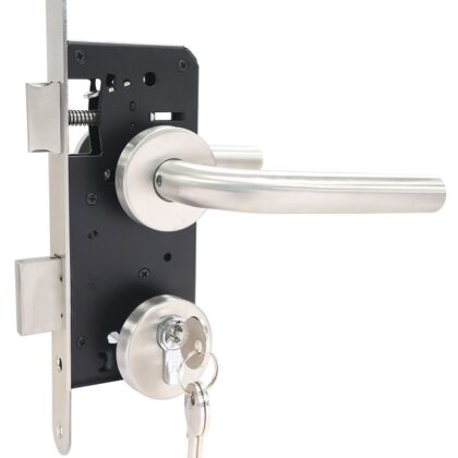 Set voor tuindeuren RVS 72x165mm (rozet + gebogen kruk)