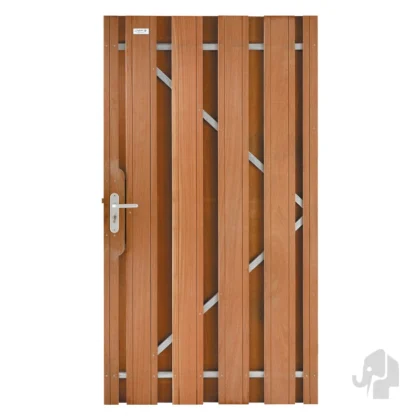006543 | Tuindeur | Bangkirai | 5.2x100x180cm Elephant® | Timber | Inclusief hengen met duimen, deurstop profiel, cilinderslot, deurkrukken en stalen frame