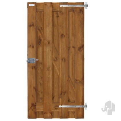 007235 | XL Tuindeur | Grenen | Bruin Verduurzaamd | 4.7x100x200cm Elephant® | Finch | Inclusief hengen met duimen, deurstop profiel, klinkslot en deurkrukken