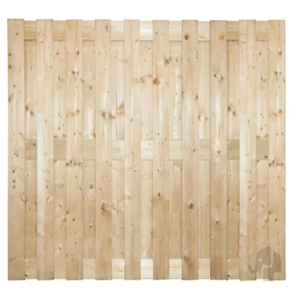 012486 | Schutting | Grenen | Groen Verduurzaamd | PEFC | 4.5x180x180cm Elephant® | Finch | 19 Planks met 3 horizontale liggers voor volledige privacy
