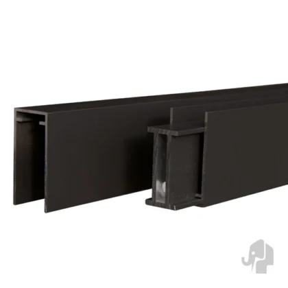 024365 | Onder- en bovenregel | Aluminium | 2.5x5x180cm Elephant® | Mix&Match | Verticaal | Zwart gepoedercoat Aluminium