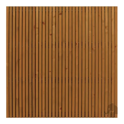 026228 | Schutting | Vuren | Bruin Verduurzaamd | 4.5x179x179cm Elephant® | Stripes Black | Met zwart doek tussen de voor- en achterplanken | Bruin geïmpregneerd Vuren