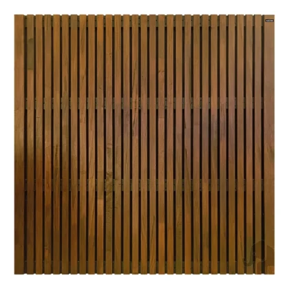 026773 | Schutting Stripes Black | Hardhout | FSC | 45x1800x1800mm Elephant® | Gevingerlast | Bruin/Zwart RVS Geschroefd