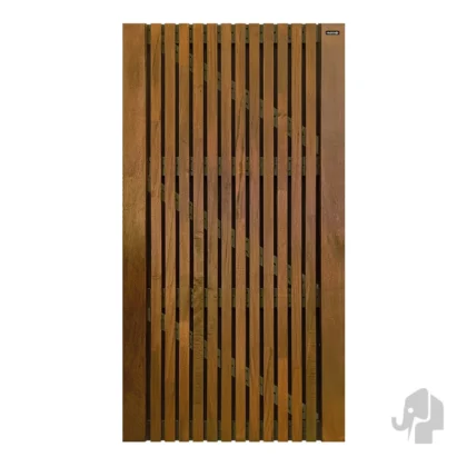 026774 | Tuindeur | Stripes Black | Hardhout | FSC | 45x1000x1800mm Elephant® | Gevingerlast | Bruin/Zwart RVS Geschroefd