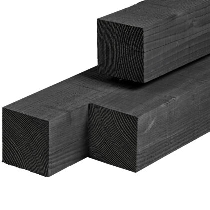 Douglas paal 15,0 x 15,0 x 300 cm, vers, zwart geïmpregneerd, fijnbezaagd, scherpkantig