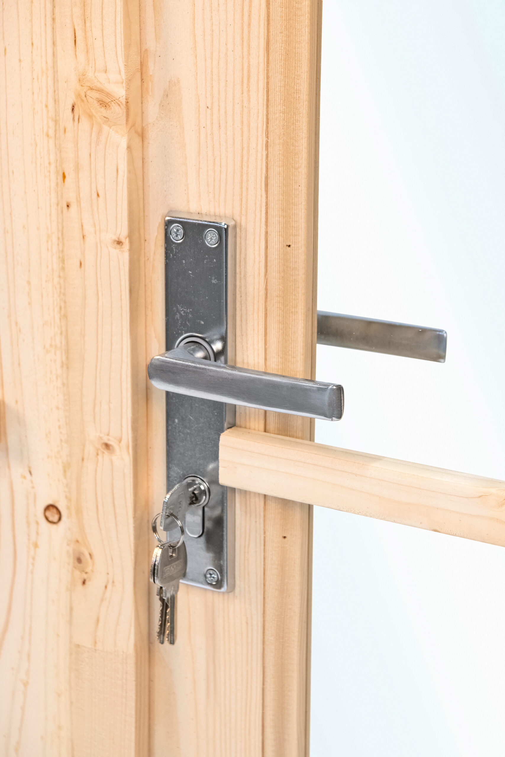 Dubbele deur+kozijn, vuren, enkel glas D3