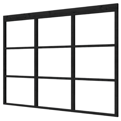 Complete set steellook glaswand zwart B135 x H224 cm (3x wand van 45 cm)