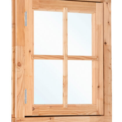 Douglas draairaam buitenmaat B90 x H105 cm onbehandeld, 4-ruits, linksdraaiend, afsluitbaar met raamkruk (rvs beslagset)