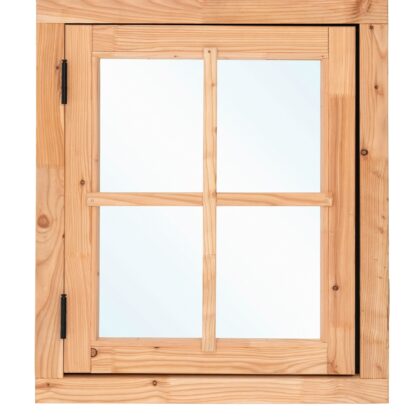 Douglas draairaam buitenmaat B90 x H105 cm onbehandeld, 4-ruits, linksdraaiend, afsluitbaar met raamkruk
