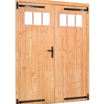 Douglas dubbele klampdeur met raam B1850xH2050mm buitenmaat, linksdraaiend (beslagset zwart)