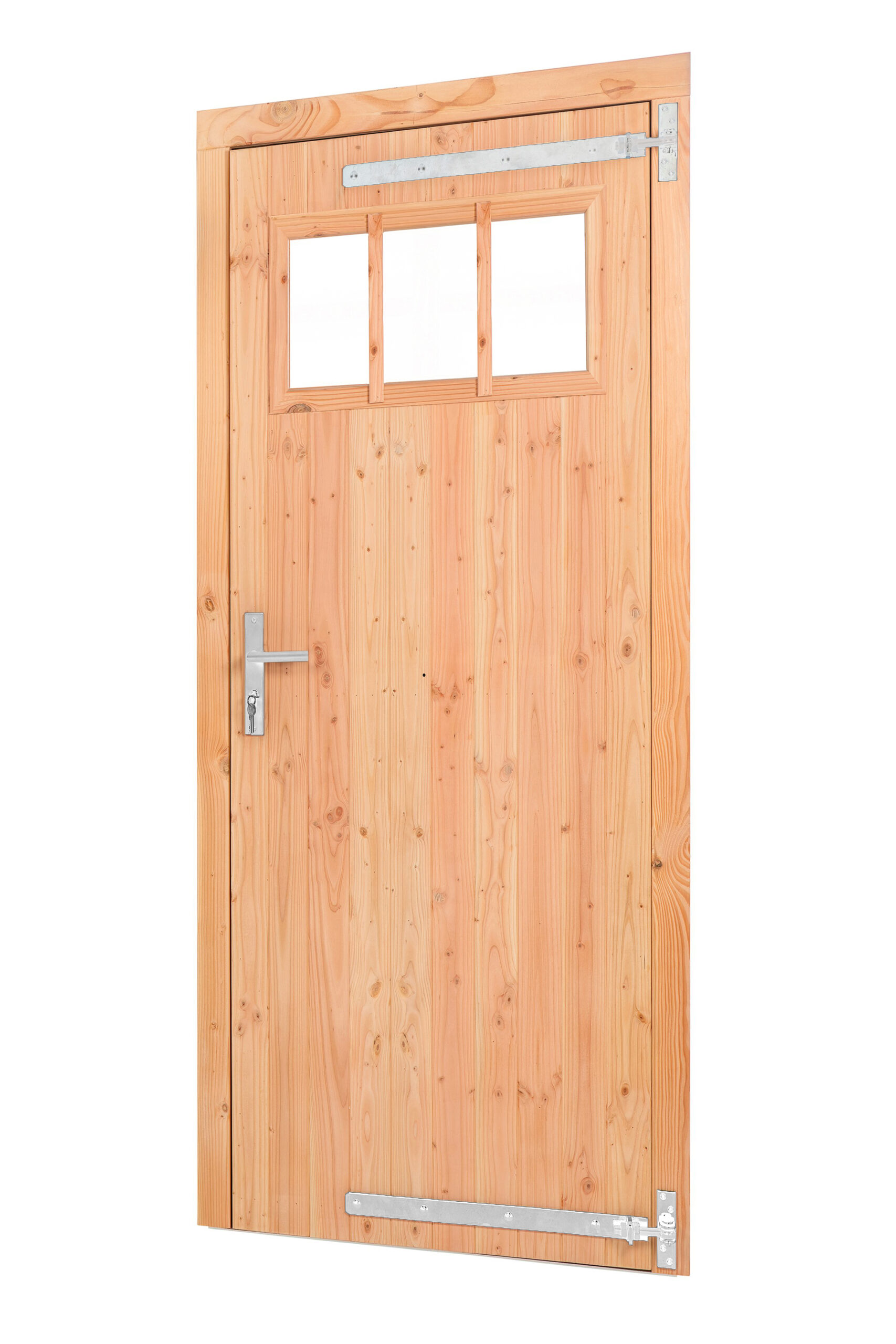 Douglas enkele klampdeur met raam B1000xH2050mm buitenmaat, rechtsdraaiend (rvs / verzinkt beslagset)