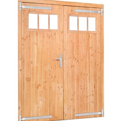 Douglas dubbele klampdeur met raam B1850xH2050mm buitenmaat, linksdraaiend (rvs / verzinkt beslagset)