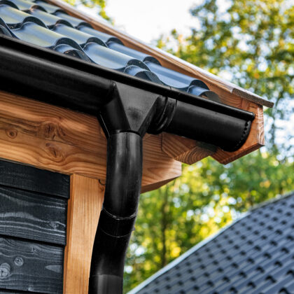 Dakgootset compleet zwart gecoat - 125 mm - 4 zijden 400 cm