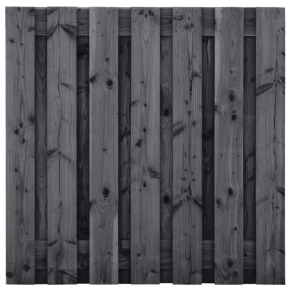 Tuinscherm Wolfsburg, zwart geïmpregneerd douglas, RVS-geschroefd, 15-planks (13+2) 180 x 180 cm