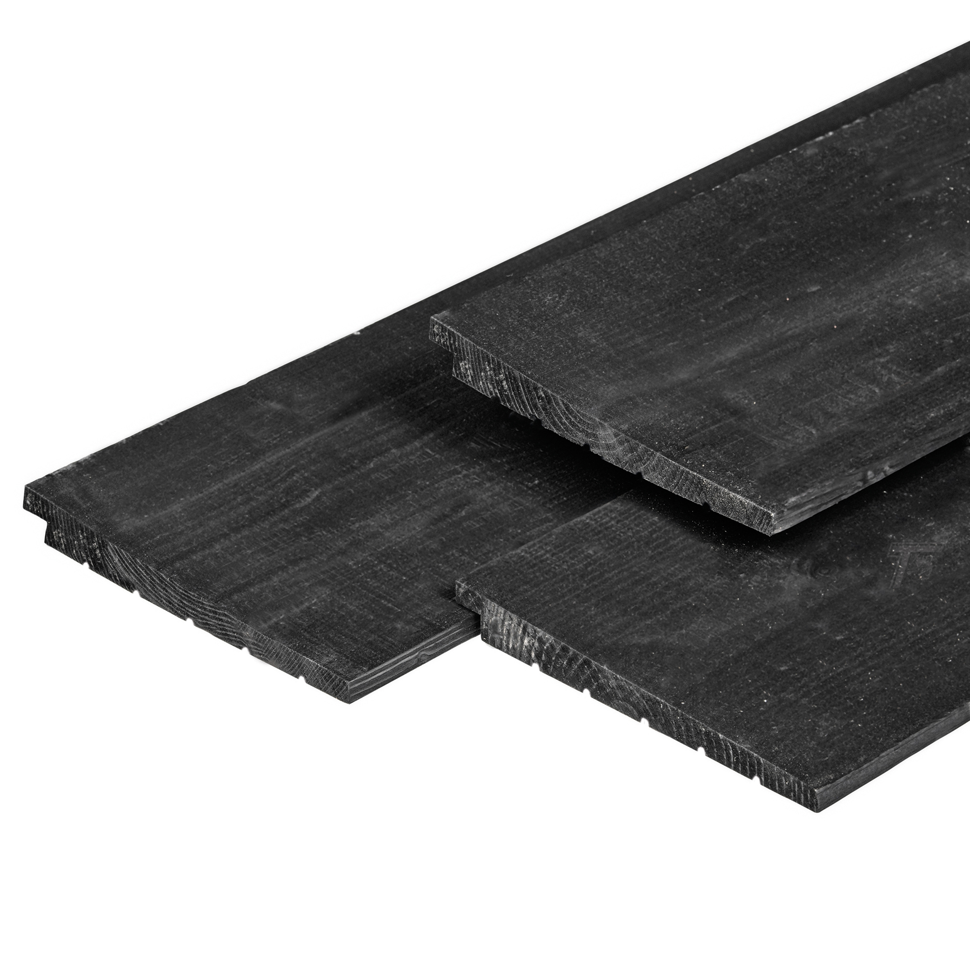 Douglas zweeds rabat excellent 1,2/2,7 x 19,5 x 400 cm, vers, zwart gespoten, geschaafd, scherpkantig, 1 zijde 2 groeven