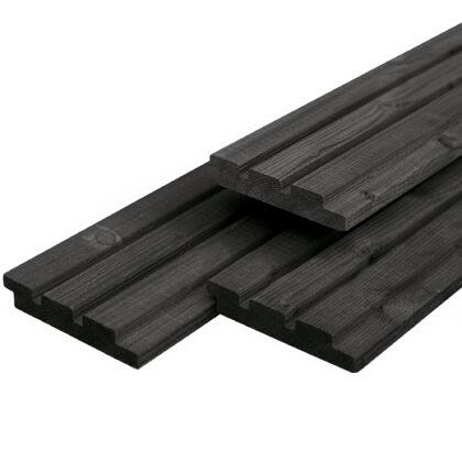 Douglas triple profiel 1,9 x 13,0 x 390 cm, gedroogd, zwart gespoten, geschaafd